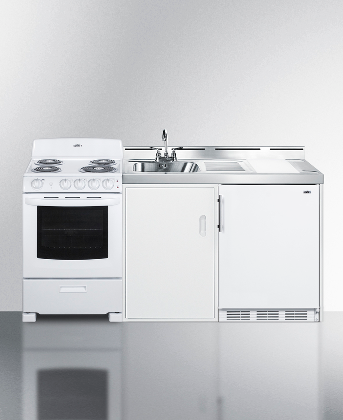 Summit 72" Wide All-in-One Kitchenette with Electric Coil Range Refrigerator Accessories Summit Appliance   