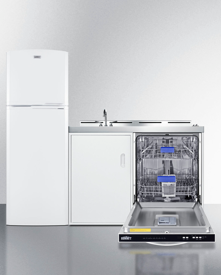 Summit 71" Wide All-In-One Kitchenette with Dishwasher Refrigerator Accessories Summit Appliance   