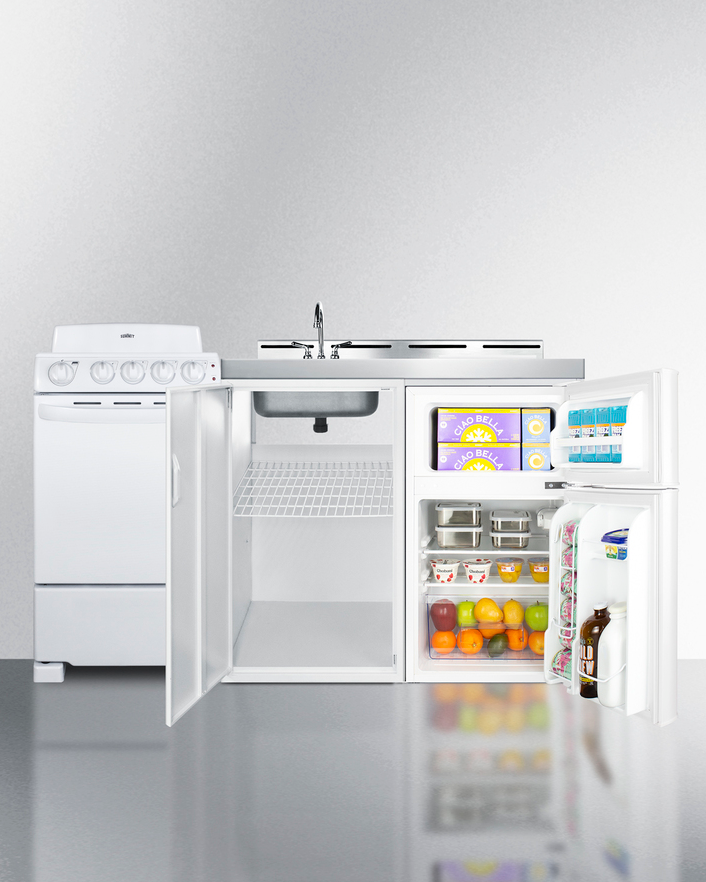 Summit 60" Wide All-in-One Kitchenette with Electric Coil Range Refrigerator Accessories Summit Appliance   