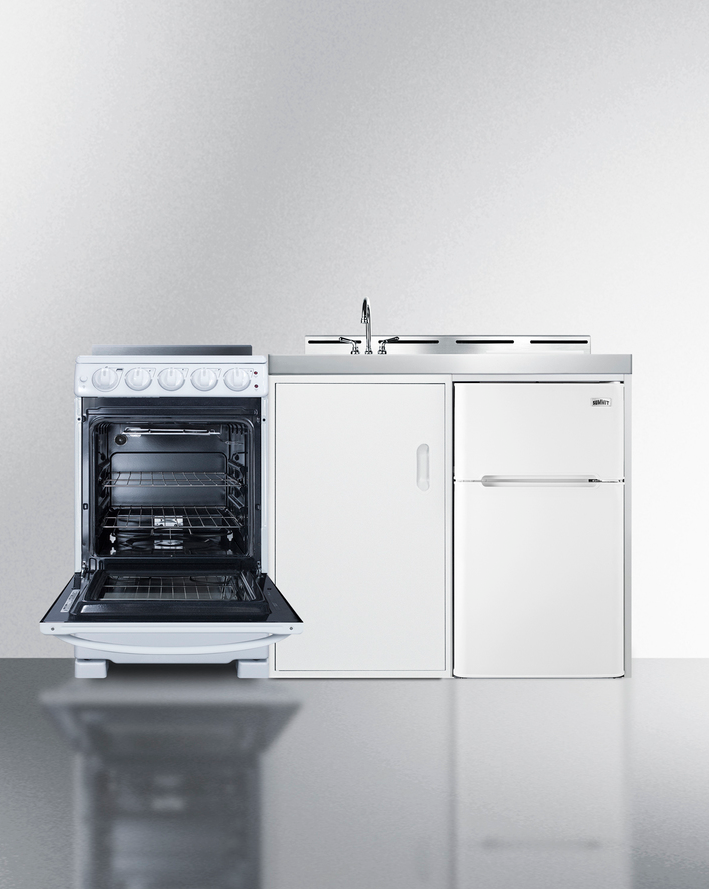 Summit 60" Wide All-in-One Kitchenette with Electric Range Refrigerator Accessories Summit Appliance   