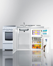 Summit 60" Wide All-in-One Kitchenette with Electric Range Refrigerator Accessories Summit Appliance   