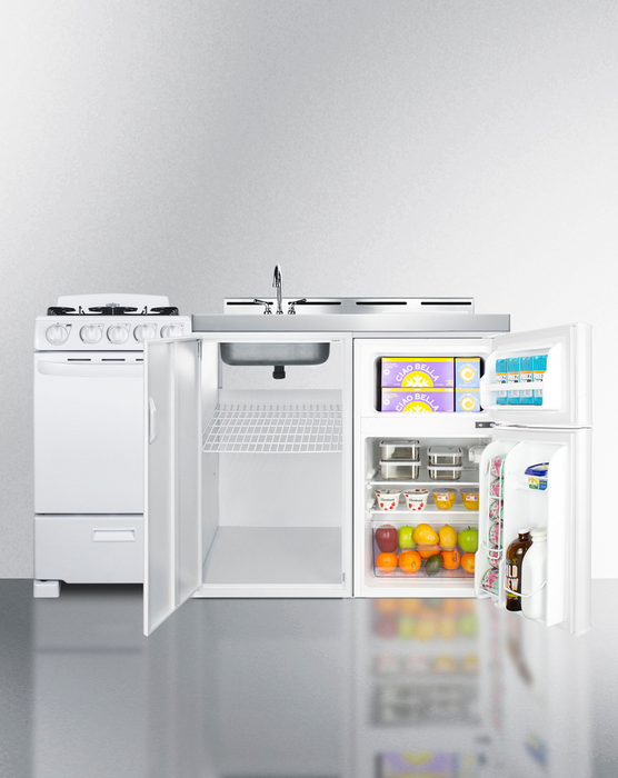 Summit 60" Wide All-in-One Kitchenette with Gas Range Refrigerator Accessories Summit Appliance   