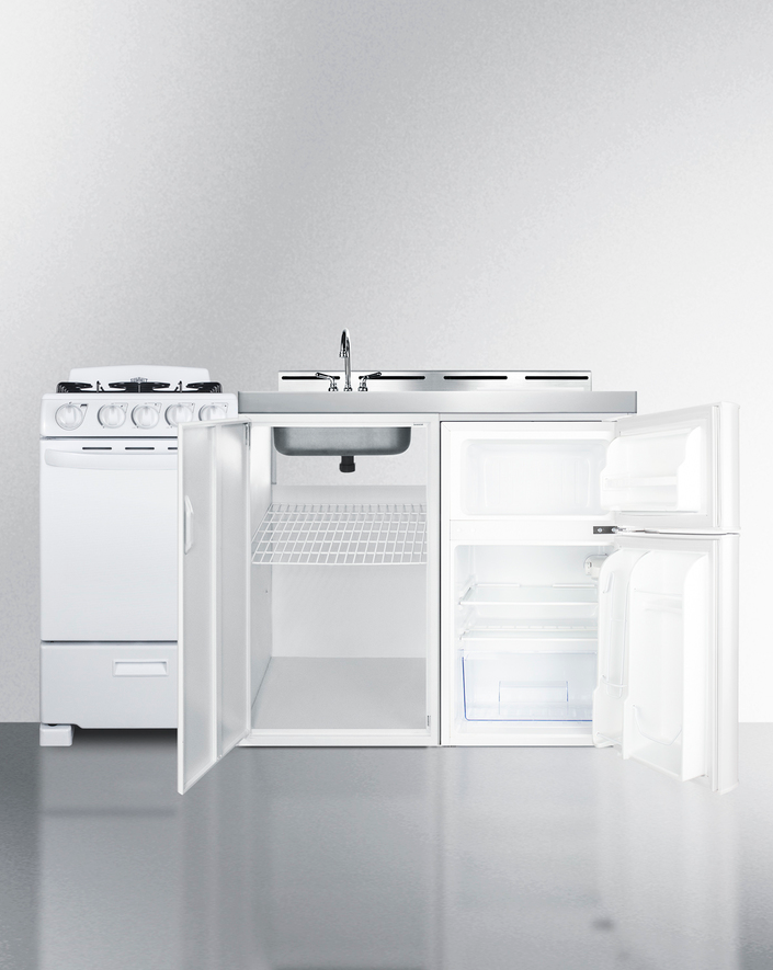 Summit 60" Wide All-in-One Kitchenette with Gas Range Refrigerator Accessories Summit Appliance   