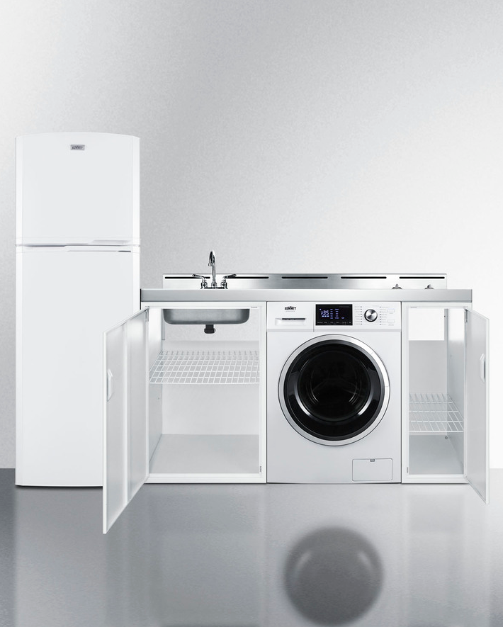 Summit 83" Wide All-In-One Kitchenette with Washer/Dryer Combo Refrigerator Accessories Summit Appliance   
