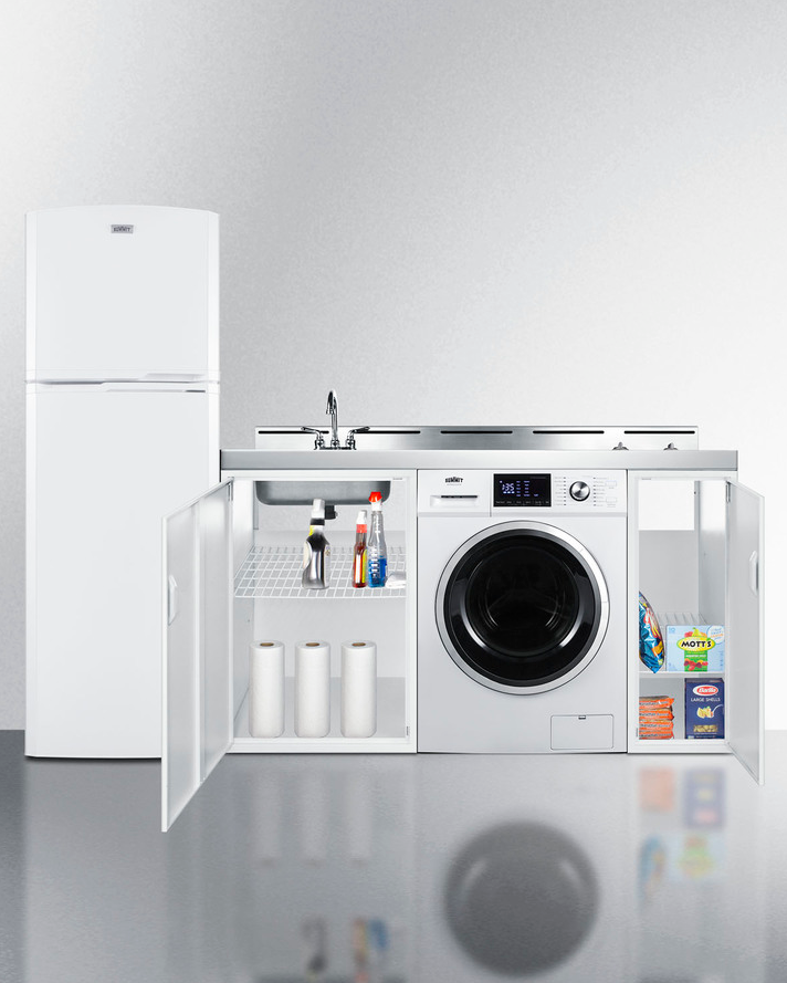 Summit 83" Wide All-In-One Kitchenette with Washer/Dryer Combo Refrigerator Accessories Summit Appliance   