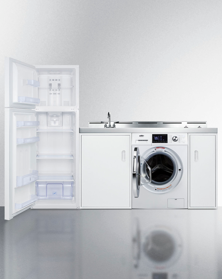 Summit 83" Wide All-In-One Kitchenette with Washer/Dryer Combo Refrigerator Accessories Summit Appliance   