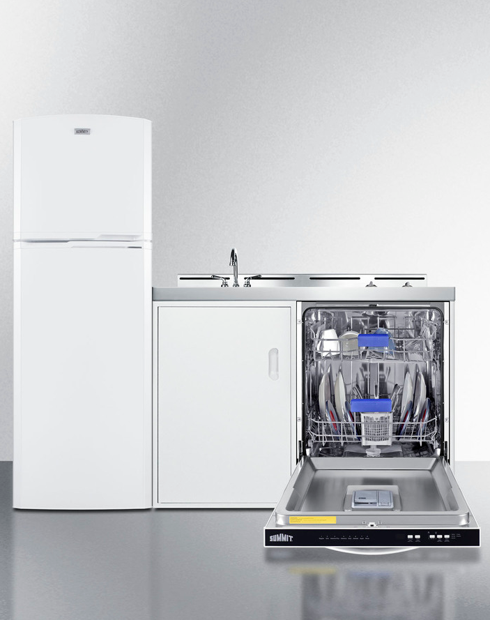 Summit 71" Wide All-In-One Kitchenette with Dishwasher Refrigerator Accessories Summit Appliance   