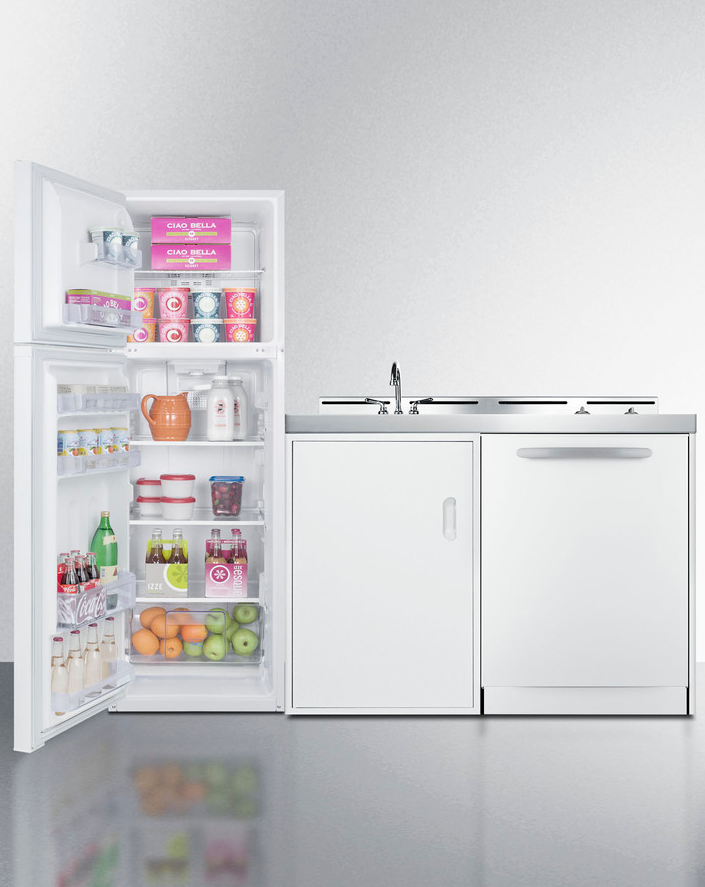Summit 71" Wide All-In-One Kitchenette with Dishwasher Refrigerator Accessories Summit Appliance   
