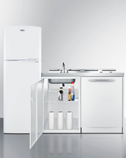 Summit 71" Wide All-In-One Kitchenette with Dishwasher Refrigerator Accessories Summit Appliance   