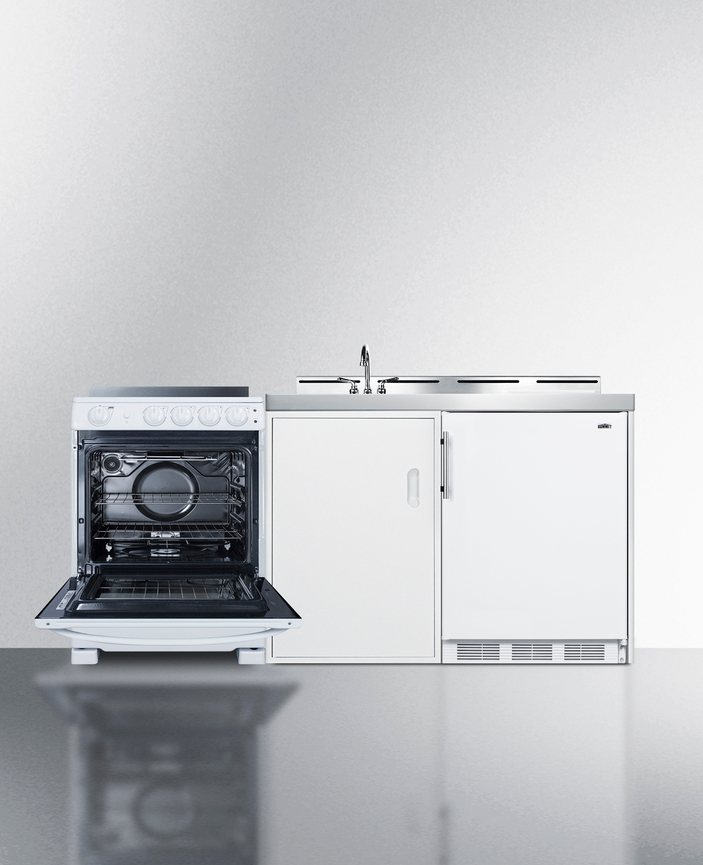Summit 72" Wide All-in-One Kitchenette with Electric Range Refrigerator Accessories Summit Appliance   