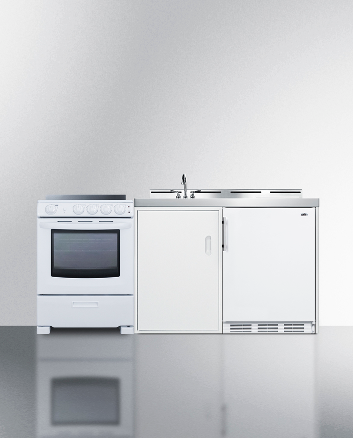Summit 72" Wide All-in-One Kitchenette with Electric Range Refrigerator Accessories Summit Appliance   