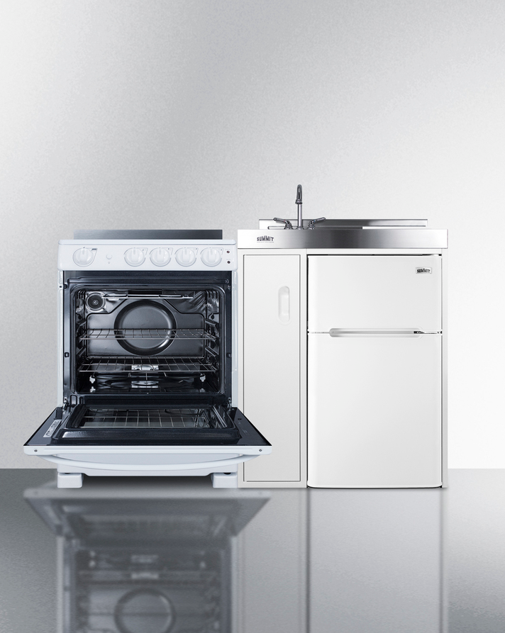 Summit 54" Wide All-in-One Kitchenette with Electric Range Refrigerator Accessories Summit Appliance   