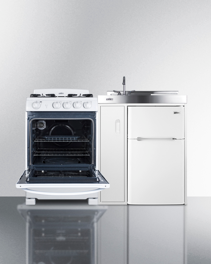 Summit 54" Wide All-in-One Kitchenette with Gas Range Refrigerator Accessories Summit Appliance   