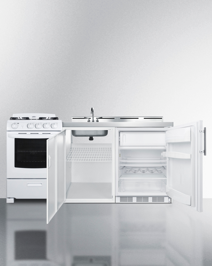Summit 72" Wide All-in-One Kitchenette with Gas Range Refrigerator Accessories Summit Appliance   