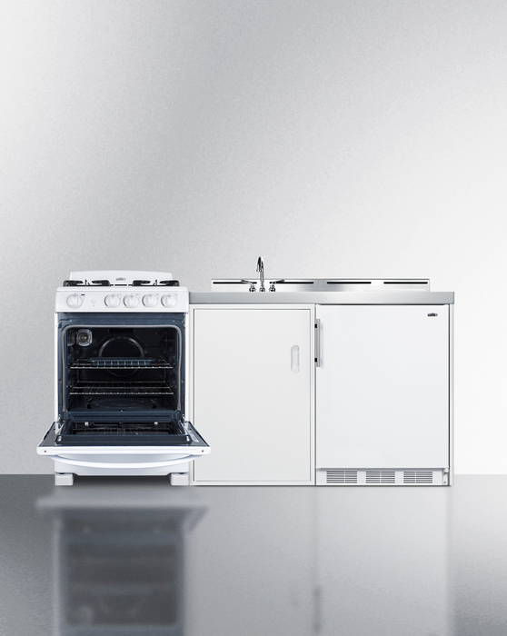 Summit 72" Wide All-in-One Kitchenette with Gas Range Refrigerator Accessories Summit Appliance   