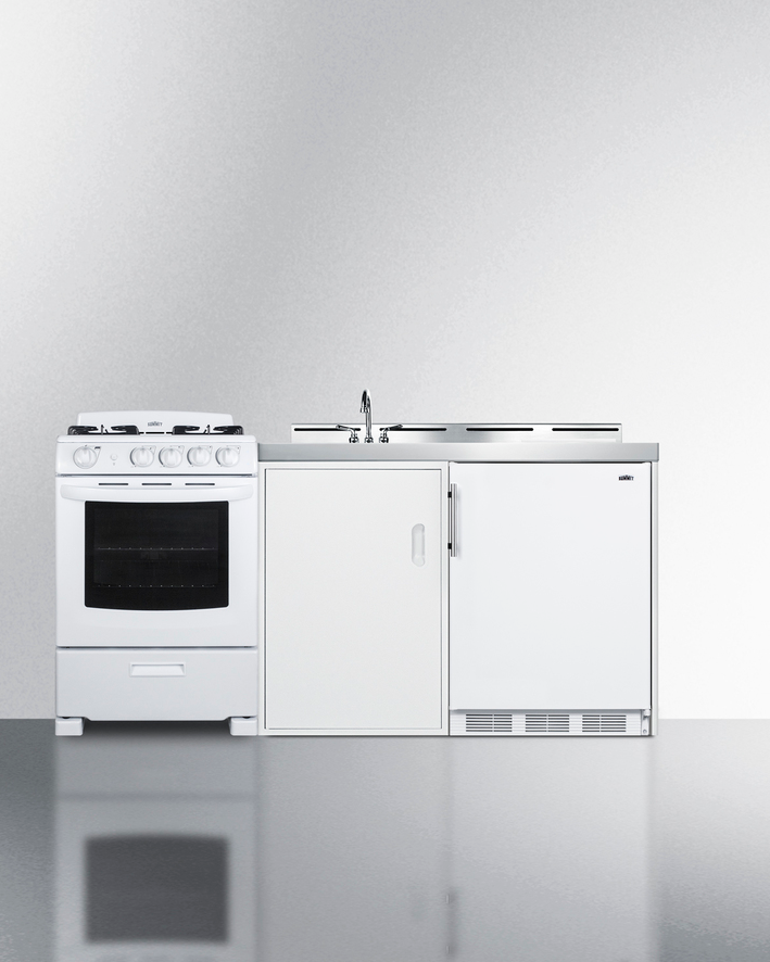 Summit 72" Wide All-in-One Kitchenette with Gas Range Refrigerator Accessories Summit Appliance   