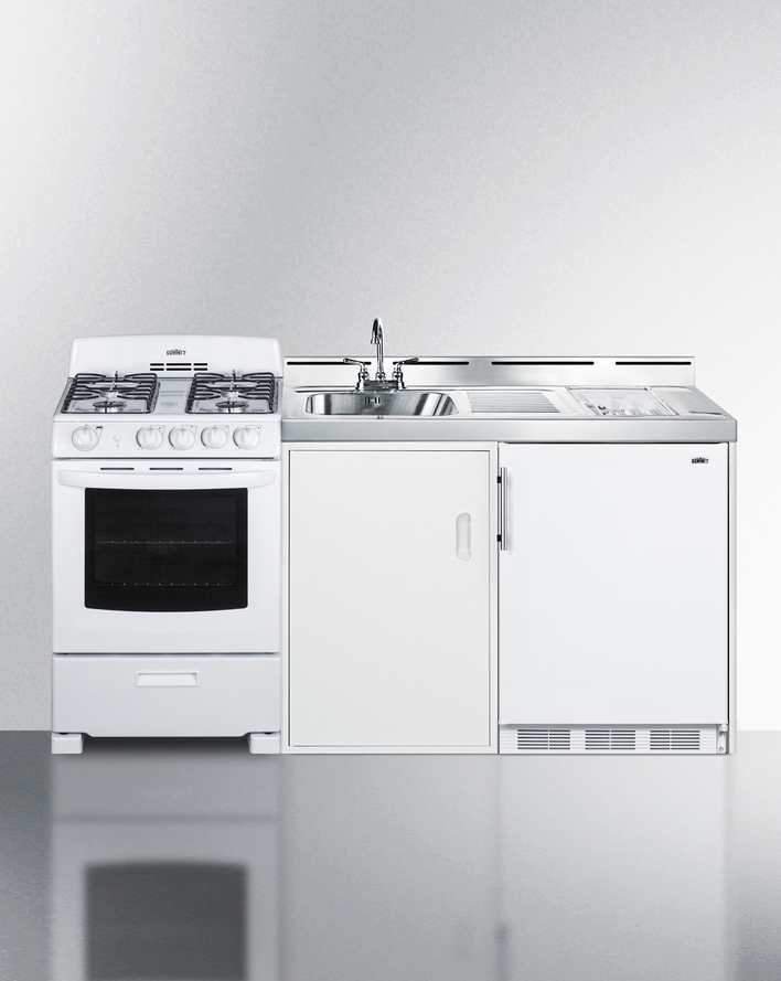 Summit 72" Wide All-in-One Kitchenette with Gas Range Refrigerator Accessories Summit Appliance   