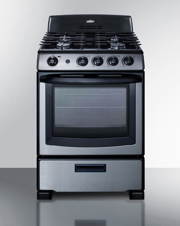 Summit 24" Wide Gas Range & Convertible Hood Refrigerator Accessories Summit Appliance   