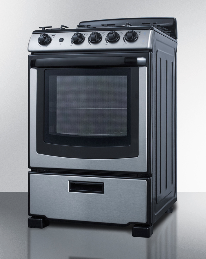 Summit 24" Wide Gas Range & Convertible Hood Refrigerator Accessories Summit Appliance   