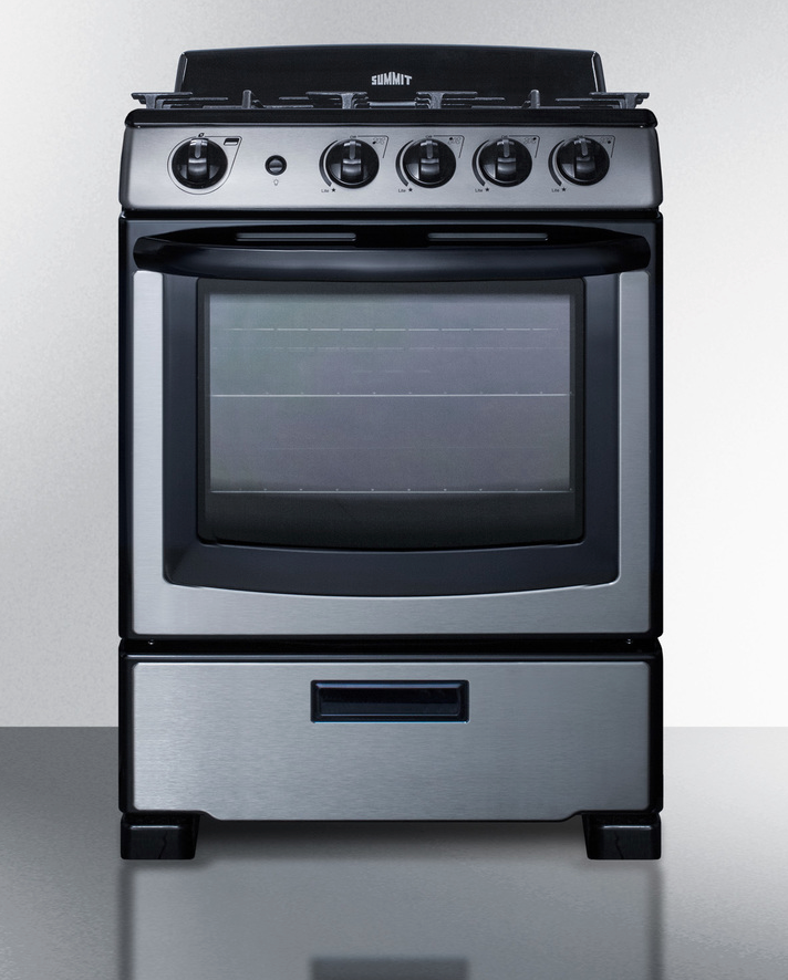 Summit 24" Wide Gas Range & Convertible Hood Refrigerator Accessories Summit Appliance   