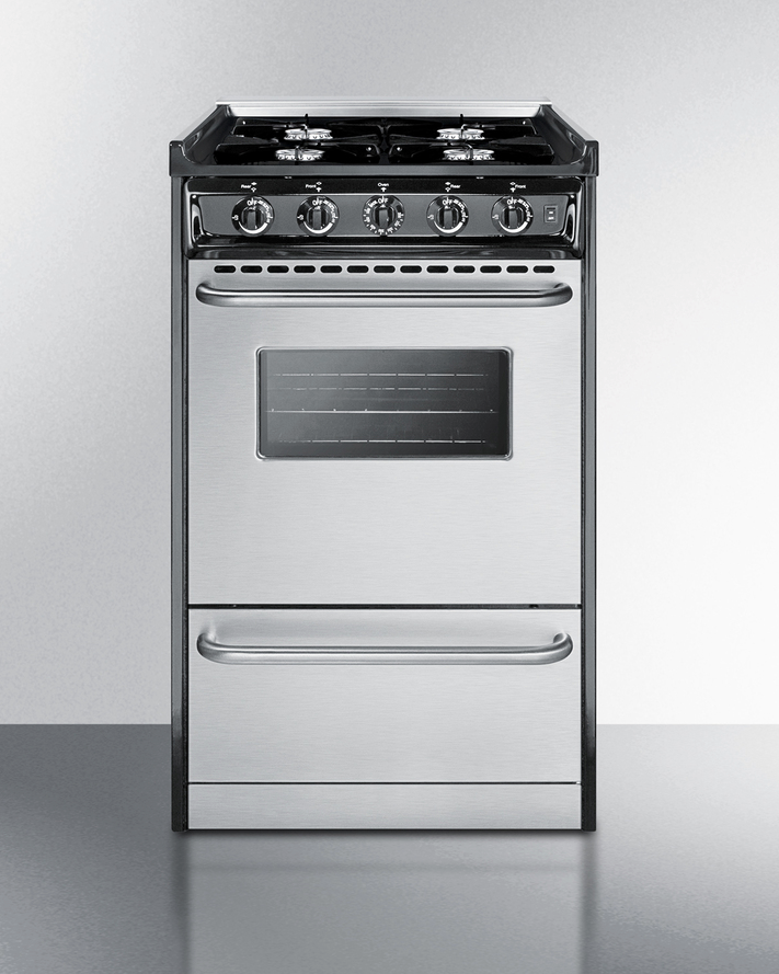 Summit 20" Wide Gas Range, Open Burners Refrigerator Accessories Summit Appliance   