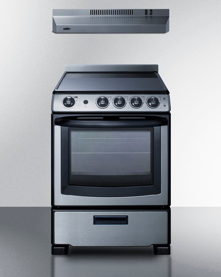 Summit 24" Wide Electric Range & Convertible Hood Refrigerator Accessories Summit Appliance   