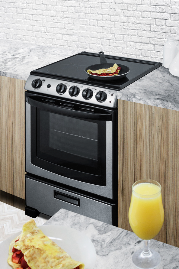 Summit 24" Wide Electric Smooth-Top Range Refrigerator Accessories Summit Appliance   