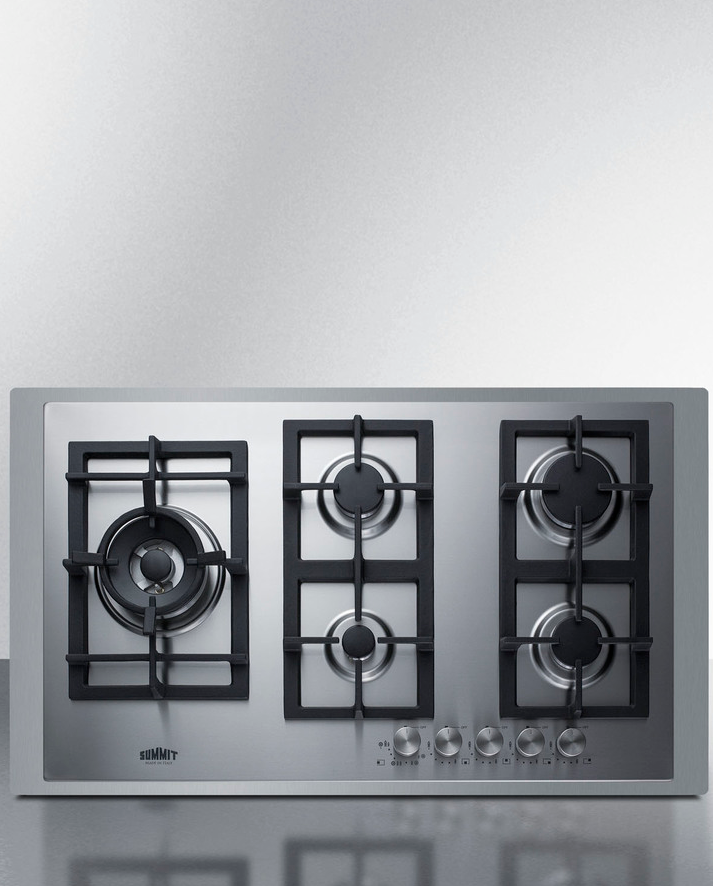 Summit 36" Wide 5-Burner Propane Gas Cooktop In Stainless Steel Refrigerator Accessories Summit Appliance   