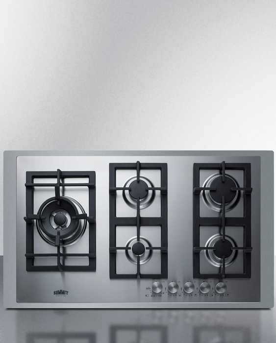 Summit 34" Wide 5-Burner Gas Cooktop In Stainless Steel Refrigerator Accessories Summit Appliance   