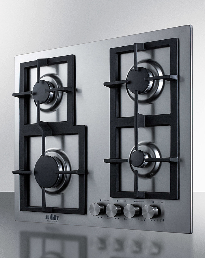 Summit 24" Wide 4-Burner Gas Cooktop In Stainless Steel Refrigerator Accessories Summit Appliance   