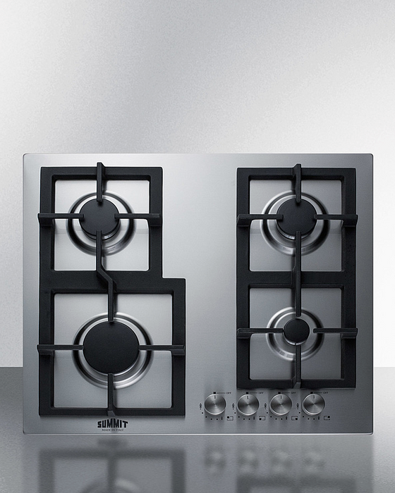 Summit 24" Wide 4-Burner Gas Cooktop In Stainless Steel Refrigerator Accessories Summit Appliance   