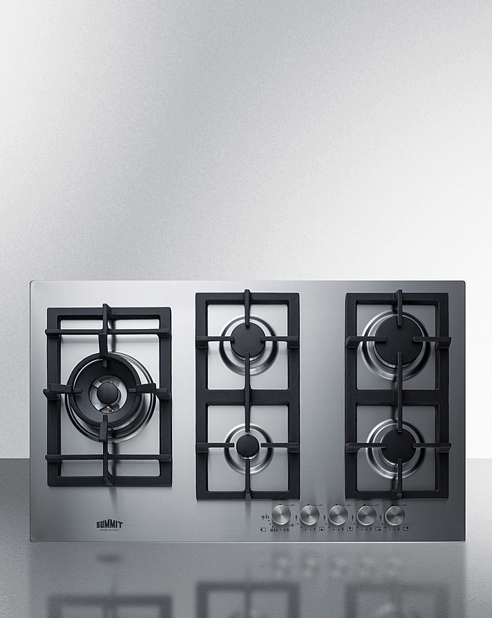 Summit 34" Wide 5-Burner Gas Cooktop In Stainless Steel Refrigerator Accessories Summit Appliance   