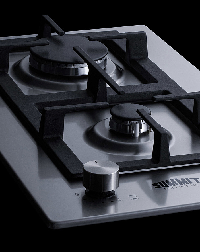 Summit 12" Wide 2-Burner Gas Cooktop In Stainless Steel Refrigerator Accessories Summit Appliance   
