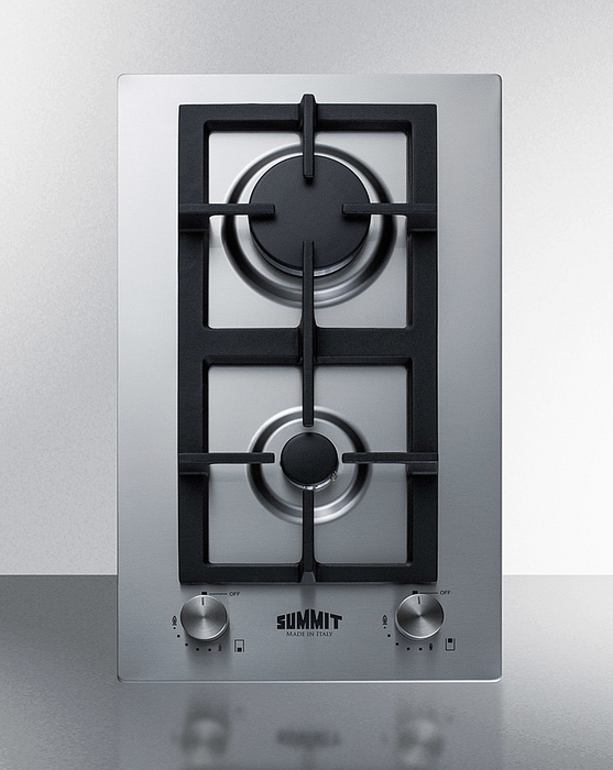 Summit 12" Wide 2-Burner Gas Cooktop In Stainless Steel Refrigerator Accessories Summit Appliance   