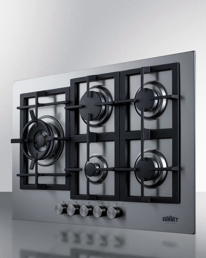 Summit 30" Wide 5-Burner Propane Gas Cooktop In Stainless Steel Refrigerator Accessories Summit Appliance   