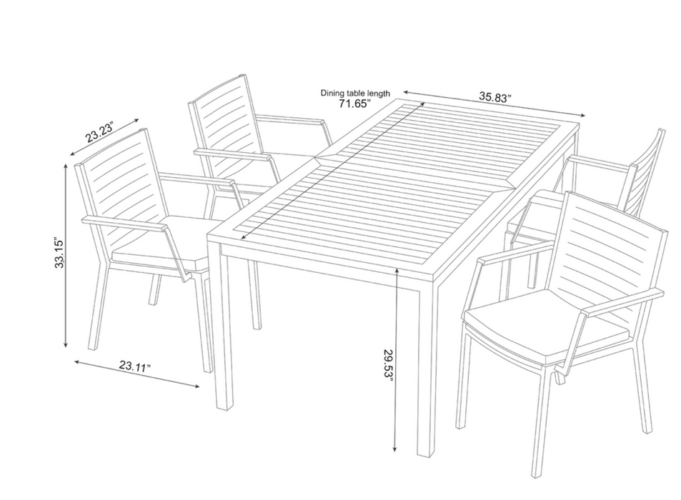 Monterey 5 Piece Dining Set with 72 in. Table outdoor funiture New Age   
