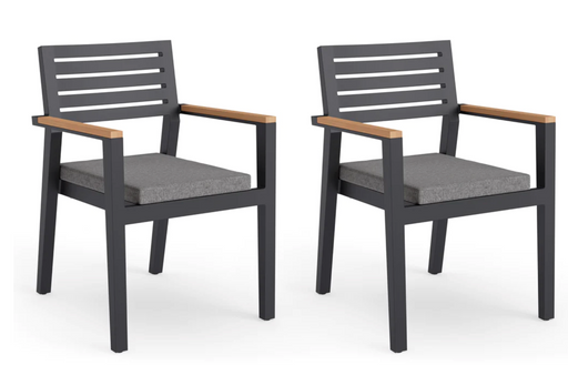 Rhodes Dining Chair (Set of 2) outdoor funiture New Age Rhodes Dining Chair (Set of 2) - Aluminum - Cast Slate  