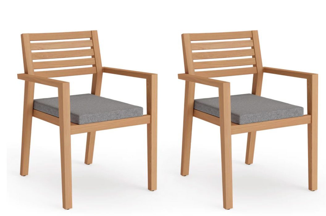 Rhodes Dining Chair (Set of 2) outdoor funiture New Age Rhodes Dining Chair (Set of 2) - Teak - Cast Slate  