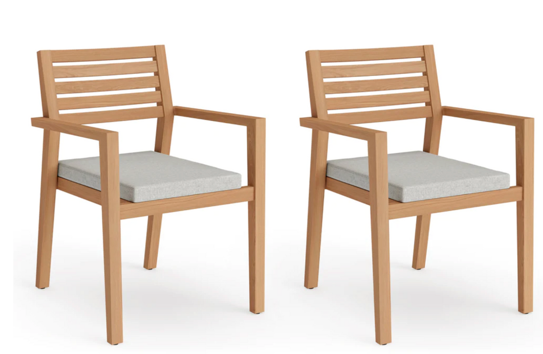 Rhodes Dining Chair (Set of 2) outdoor funiture New Age Rhodes Dining Chair (Set of 2) - Teak - Cast Silver  