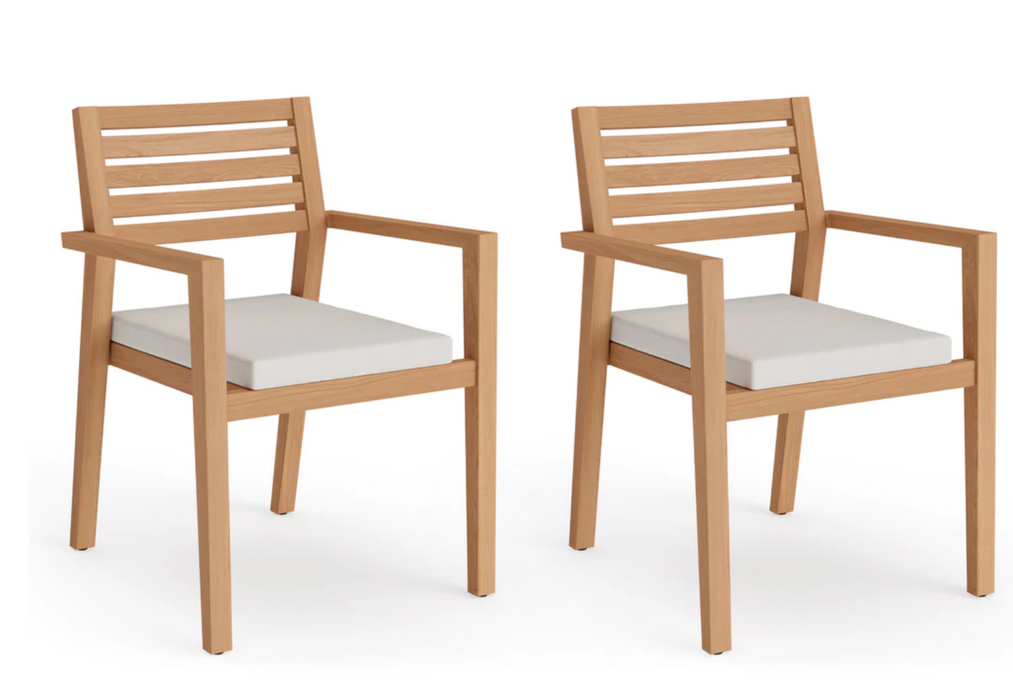 Rhodes Dining Chair (Set of 2) outdoor funiture New Age Rhodes Dining Chair (Set of 2) - Teak  - Canvas Natural  