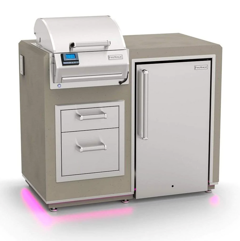 Firemagic Electric Grill Island Bundle with Refrigerator (36" x 44") - GFRC Island in Smoke finish  CG Products Island + Electric Grill+$2080.80  