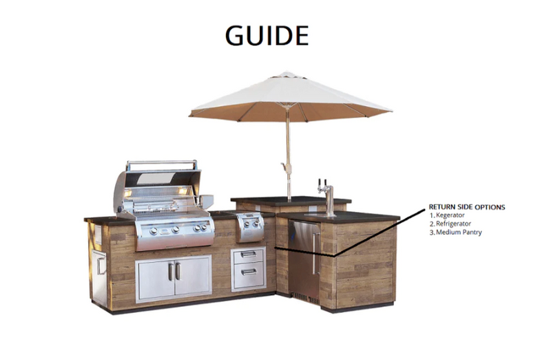 Fire Magic Grills IL660-FOD-116BA 116 Inch L-Shape Reclaimed Wood Island System, French Barrel Oak, Medium Pantry BBQ GRILL CG Products   