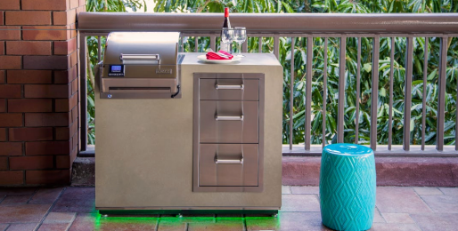 Fire magic Electric Grill Island Bundle with Triple Drawer (36" x 44") - GFRC Island in Smoke finish  CG Products   