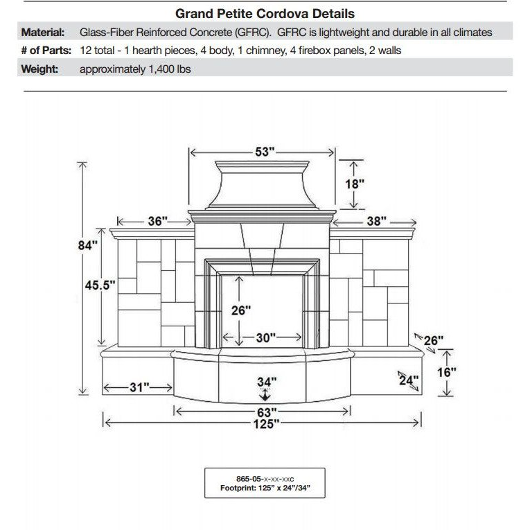 Grand Petite Cordova Fireplace Fireplaces CG Products   