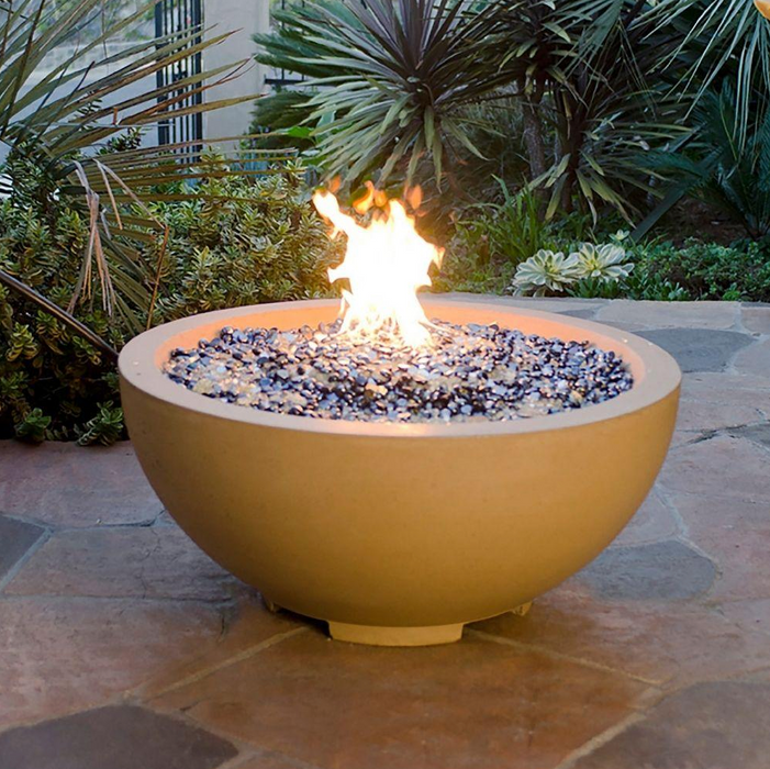 American Fyre Designs 48-Inch Round Concrete Gas Fire Bowl Fireplaces CG Products Cafe Blanco Natural Gas Manual Ignition System