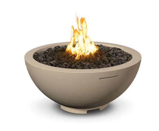 American Fyre Designs 32-Inch Round Concrete Gas Fire Bowl Fireplaces CG Products Smoke Natural Gas Manual Ignition System