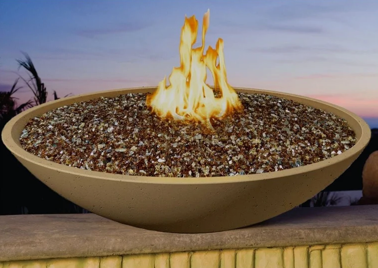 American Fyre Designs Marseille 32-Inch Round Concrete Gas Fire and Water Bowl Fireplaces CG Products   