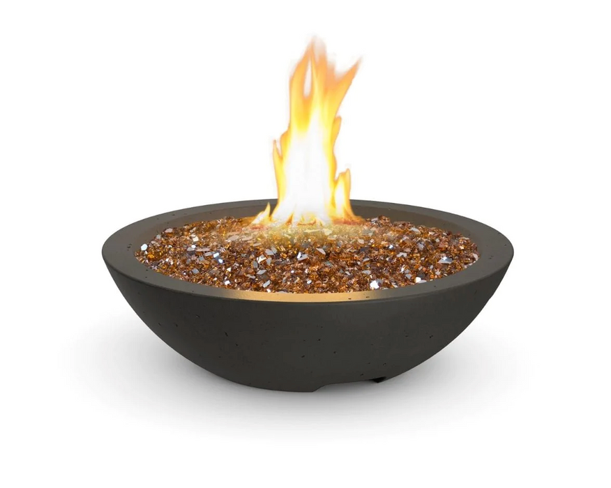 American Fyre Designs Marseille 24-Inch Round Concrete Gas Fire Bowl Fireplaces CG Products Black lava  