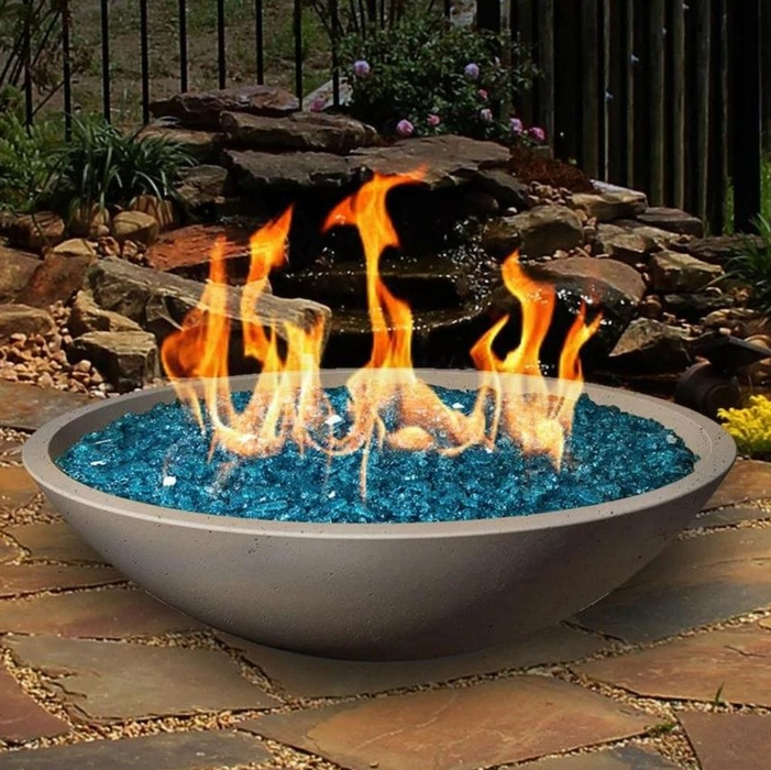 American Fyre Designs Marseille 24-Inch Round Concrete Gas Fire Bowl Fireplaces CG Products Smoke  
