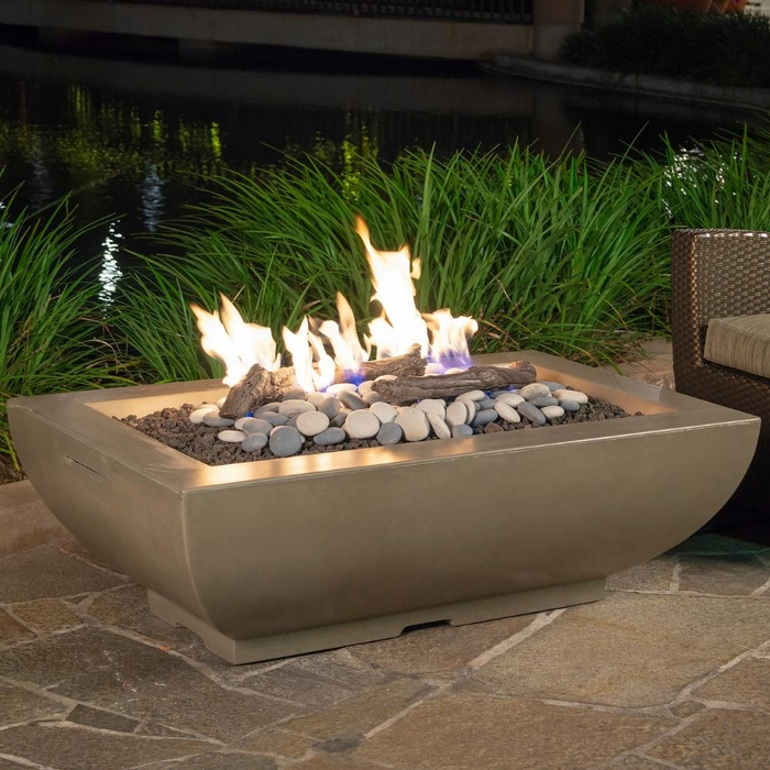 American Fyre Designs Bordeaux 50-Inch Rectangular Concrete Gas Fire Bowl Fireplaces CG Products   